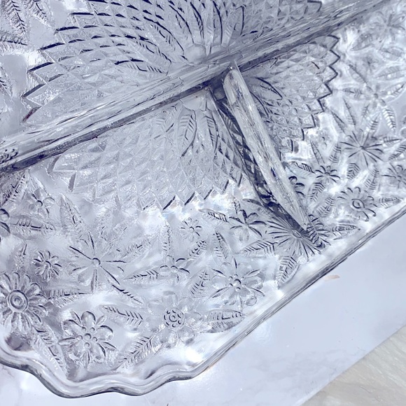 Vintage Glass floral serving dish - Picture 4 of 4